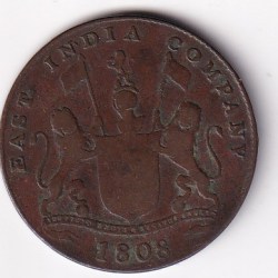 East India Company (Madras Presidency) 20 Cash 1808 Rare Coin#E-1