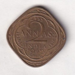 British-India 2 Annas (1942) George VI Rare Unc Coin #E-4