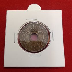 Rare Rare Five Cents George V British East Africa Coin Year 1913 Year