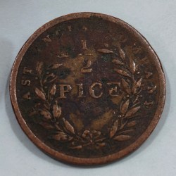 India - British ½ Pice 1853 - Victoria Rare Coin #E-61