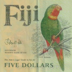 Fiji 5 Dollars Rare Polymer Note#B2