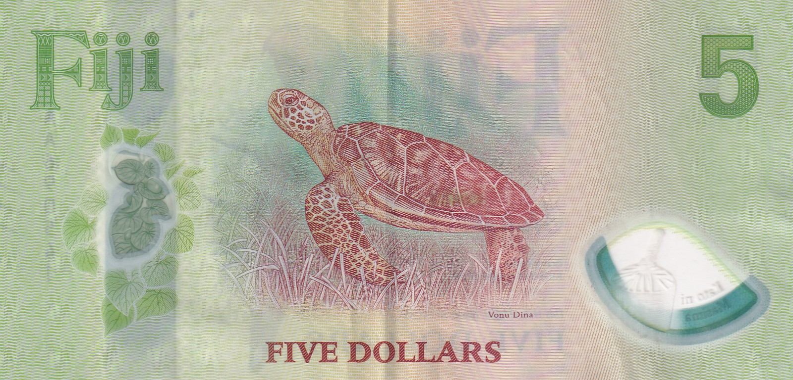 Fiji 5 Dollars Rare Polymer Note#B2