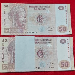 Congo 50 Francs Note Middle 786 GEM UNC Condition Each Note Price 170