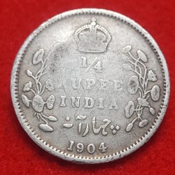 1/4 Rupee Silver Edward VII 1904 Calcutta Mint