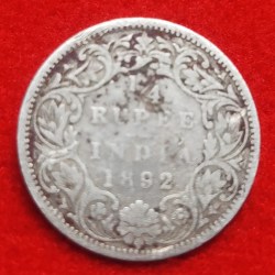 1/4 Rupee Silver Coin Victoria Empress 1892 Bombay Mint