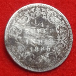 1/4 Rupee Silver Coin Victoria Empress 1885
