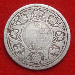 1/4 Rupee Silver Coin George V 1917