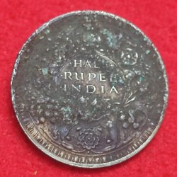 Half Rupee Silver Coin George VI 1943 Bombay Mint