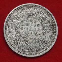 One Rupee Silver Coin George VI 1942 Bombay Mint