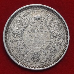 One Rupee Silver Coin George VI 1943 Bombay Mint