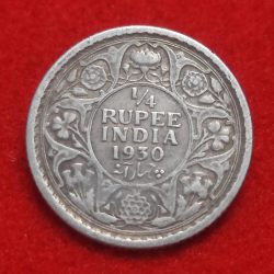 Silver One Quarter Rupee King George Calcutta Mint 1930