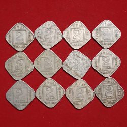 George V King Emperor Two Annas 1928 Years Scare Coin Bombay or Calcutta Mint 12 Pcs Given