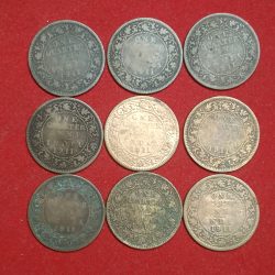 Rare Rare Rare George V One Quater Anna Rare Coin 1911 Year Calcutta Mint 9 Pcs Given British of India