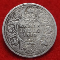 Silver Coin Two Anna George V 1913 Bombay Mint