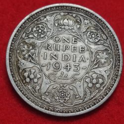 Silver One Rupee Coin George VI 1943