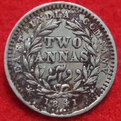 Silver Two Anna Coin Victoria Queen 1841
