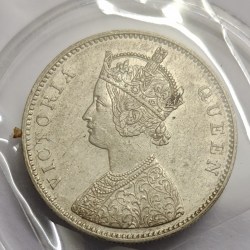 British India Victoria One Rupee 1862 6 dot Silver Coin UNC