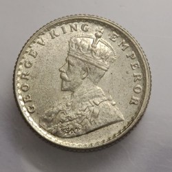 British India George V 1/4 Rupee 1918 Silver Coin UNC