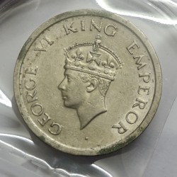 George VI One Rupee 1947 Copper Nickel Coin lahore Mint rare unc