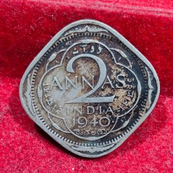 India - British 2 Annas 1940 - George VI Rare Coin #E-168