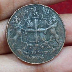 India - British ¼ Anna 1858 - Victoria Rare Coin #E-184