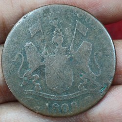 India, British › Madras Presidency 20 Cash 1808 Rare Coin # E-219