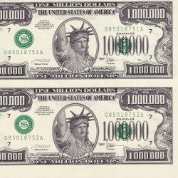 USA One Million Dollar Fantacy Uncut Sheet