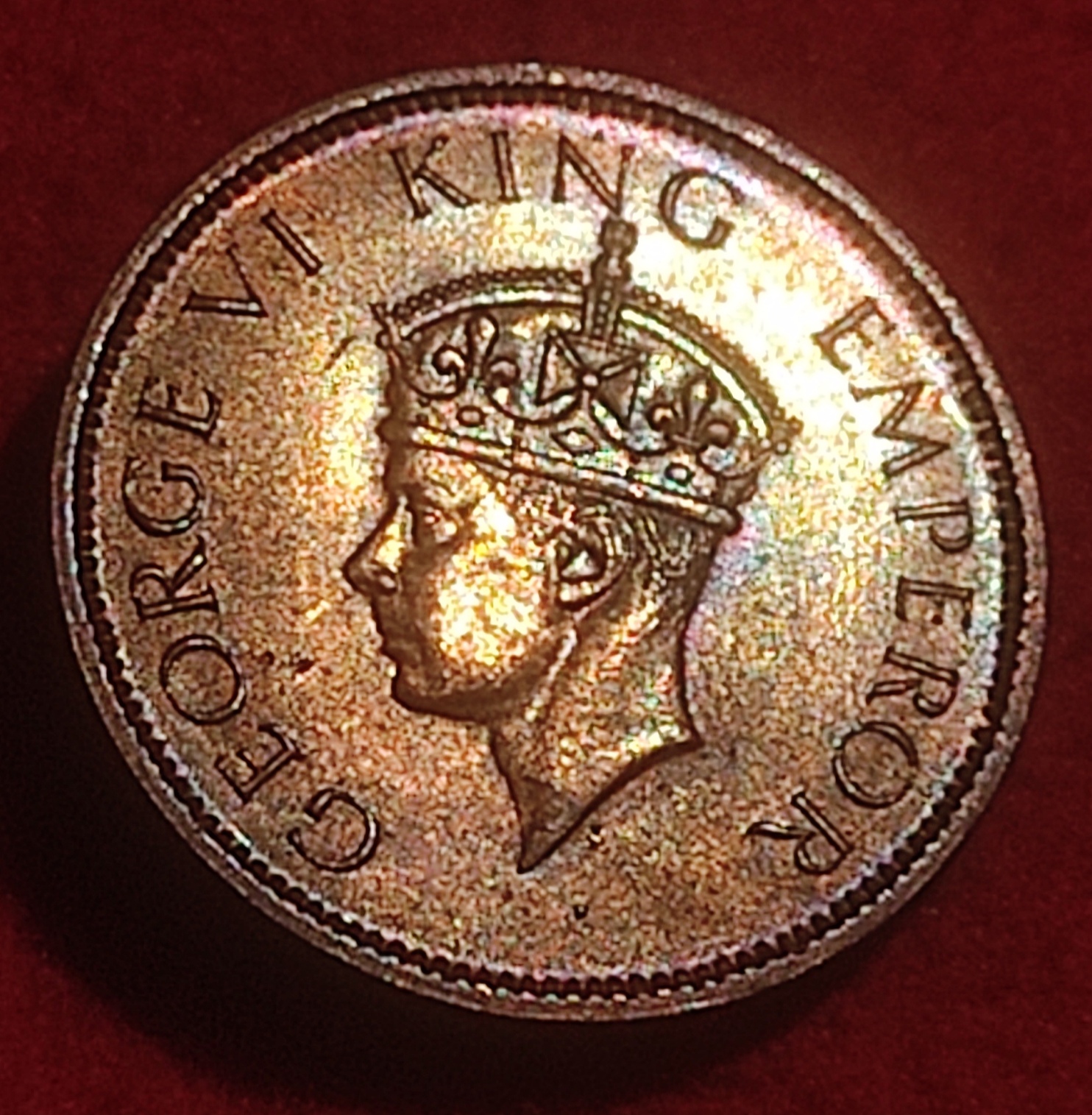 Bronze One Quarter Anna Coin King George V I Calcutta Mint 1942