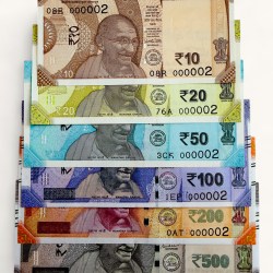 Rs 10 to 500 India Banknote Low Serial Solid Number Set 000002 Number of Moon Gem Unc Unique and Rare