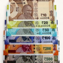 Rs 10 to 500 India Banknote Low Serial Solid Number Set 000004 Number of Rahu Gem Unc Unique and Rare