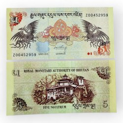 Bhutan 5 Ngultrum Star Replacement Issue World Banknote 2015 P28c UNC Issue Unique and Rare