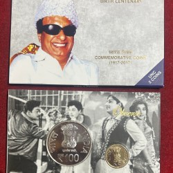 Dr.M.G.Ramachandran Birth Centenary( Unc set) 2 coin set Mumbai mint