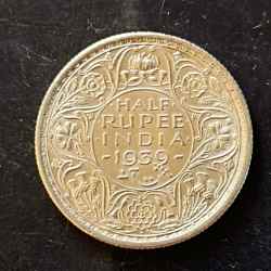 King and emperor George vi Denominaton 1/2₹ Year 1939 Same and similar piece available