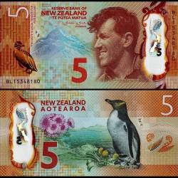 New Zealand 5 Dollars World Banknote 2015 P191 UNC Polymer Unique and Rare