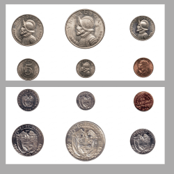 1974 Panama Silver 6 Coin Proof Set Included 1 Coin Silver .900 Weight 26.73g Rare Set with BOX Minted by United State