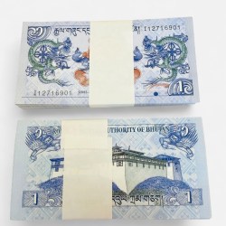 Bhutan 1 Ngultrum Banknote 2019 P29b UNC Unique and Rare Serial Packet Unc Unique and Rare