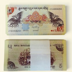 Bhutan 5 Ngultrum Banknote 2015 UNC Unique and Rare Serial Packet Unc Unique and Rare