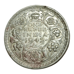 British India Silver Rupee Year 1942 King George-VI Bombay Mint in Collectable Grade.