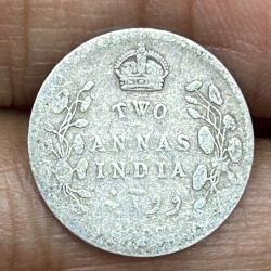 British-India 2 Annas 1907 (Edward VII) Rare Silver Coin #E-252