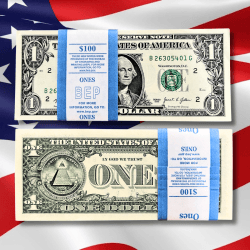 Rare USA One Dollar GEM UNC Serial Packet of United State of America Bundle 100 Notes Packed