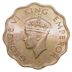Nickel-Brass 1 Anna of George VI (AD 1943) of Calcutta Mint Head Type II UNC Grade