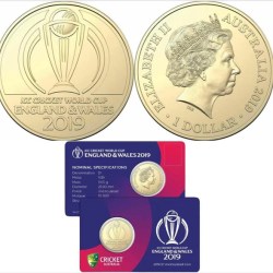 2019 Australia - 1 Dollar - ICC Cricket World Cup England & Wales Rare Coin Card