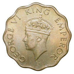 Nickel-Brass 1 Anna of George VI (AD 1943) of Bombay Mint Head Type II UNC Grade