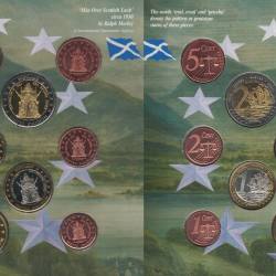 United Kingdom Scotland Euro Pattern 2002 Rare (8 Coin Set ) with Beautiful Folder