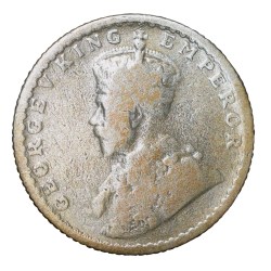Silver 1/4 Rupee of George V (AD 1912) of Bombay Mint Rare Date