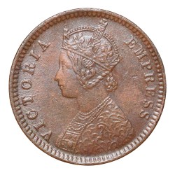 Copper 1/12 Anna of Victoria Empress (AD 1891) of Calcutta Mint Bust Type B Inverted 'V'