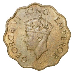 Nickel-Brass 1 Anna of George VI (AD 1945) of Calcutta Mint Head Type II UNC Grade