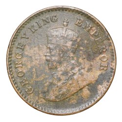 Bronze 1/12 Anna of George V (AD 1929) of Calcutta Mint KM509 Scarce Date