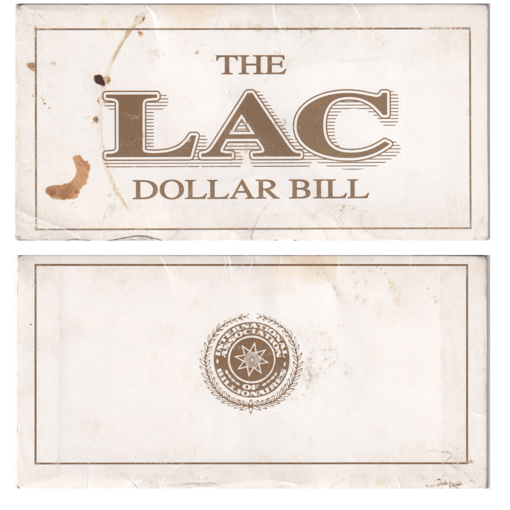 One Lac Dollar Bill With Certificate Rare Set#B2