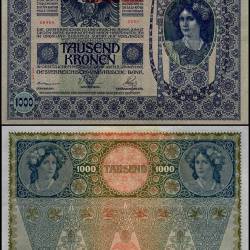 Austria 1000 Kronen World Banknote 1902 P61 Used Overprint Unique and Rare Collectible Condition